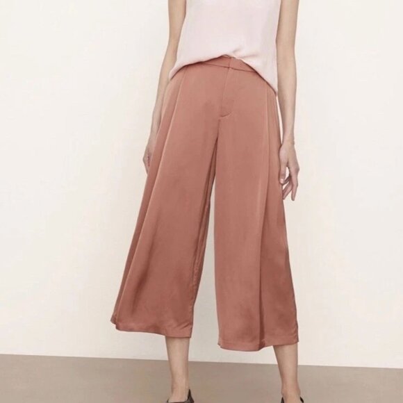 Vince Mauve Satin Cropped Pants - Picture 2 of 3